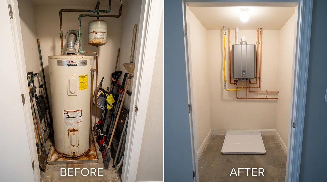 Tank water heater versus wall-mounted tankless unit comparison for Eufaula, OK homeowners