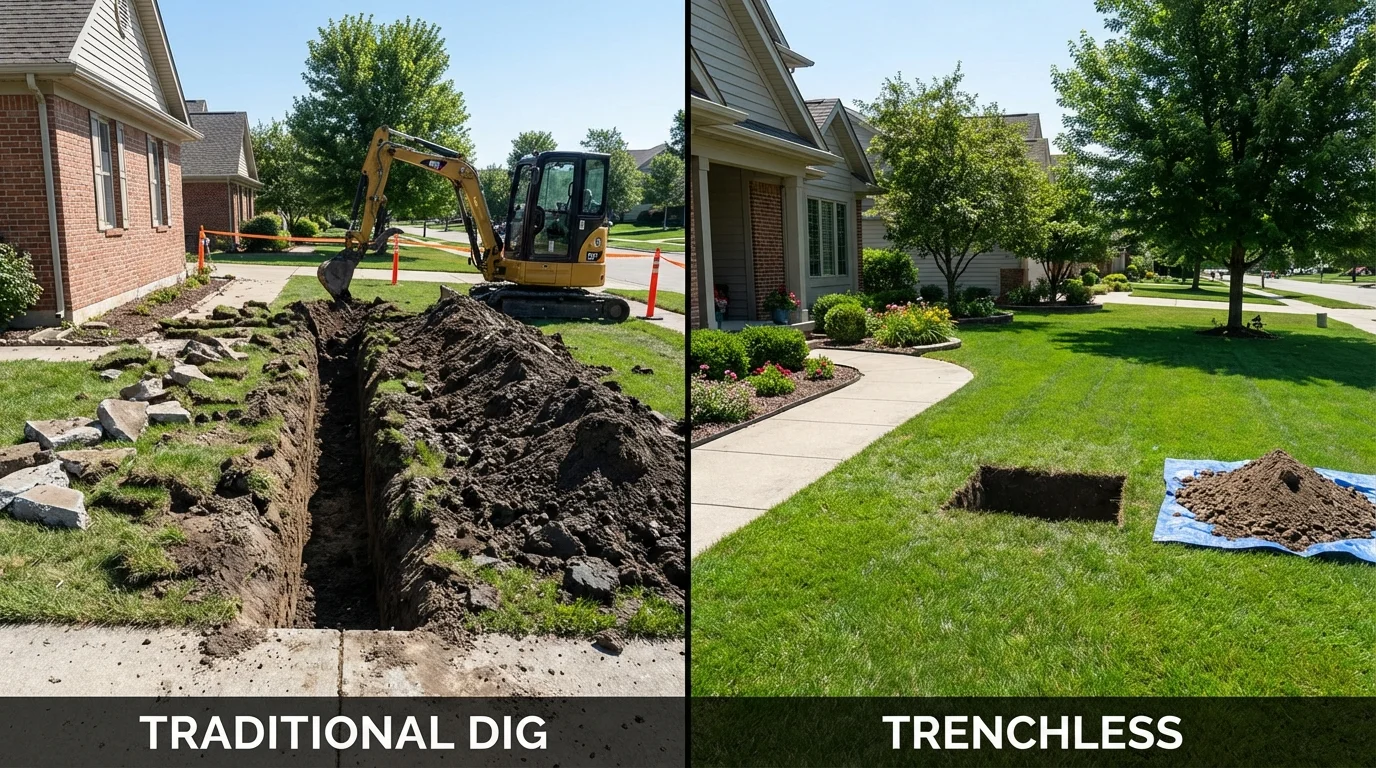 Trenchless sewer repair with minimal yard damage versus traditional excavation in Eufaula, OK